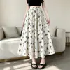 Falda de Moda Europea y Americana AliExpress Verano Nuevo Suelta Adelgazante Cintura Elástica Elegante Floral de Cintura Alta