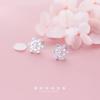 Aretes de Plata S925 Nalan para Mujer Estilo Coreano Navidad Diamante Copo de Nieve Aretes Simples Elegantes G4173