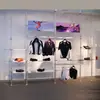 Expositor de roupas com haste telescópica, suportes superior e inferior de liga de alumínio, expositor de pôsteres para placa KT com haste telescópica