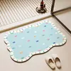 Alfombra de Baño Rayada de Tierra de Diatomeas Fresca y Sencilla, Alfombrilla Absorbente de Agua de Secado Rápido Antideslizante para Entrada de Baño y Tina, Alfombrilla Anticaídas