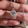 Colgante de Girasol de Lujo Ligero, Zircón de Diamante Completo de Moissanita Imitación de 3 Quilates, Collar de Copo de Nieve de Gama Alta, Cadena para Clavícula de Mujer