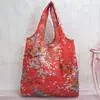 Bolsa de compras mediana a rayas con estampado de cuadros, plegable, ecológica, de nailon, estilo momia, coreana