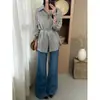 Novedades para otoño: Moda de alta gama para mujer de Dongdaemun, Corea, nuevos colores populares, estilo femenino clásico, camisas de lino Tencel