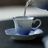 Taza de Café Púrpura Degradado Pintada a Mano con Mariposa, Taza de Té Creativa de Gama Alta, Taza Individual de Alta Estética