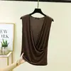 Camiseta básica ligera 2026 con diseño cruzado, sin mangas, cuello en V, de modal, top tipo tank top versátil para mujer, salida de baño de verano