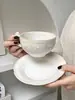Taza de Café y Platillo Chubbycat Huaxi Retro Horneado a Torno Taza de Té de Flores para el Té de la Tarde Taza para Arte Latte Taza Latte Americano