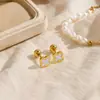 Mini Brincos de Pino em Aço Titânio para Mulheres, Não Desbotam, Alta Qualidade, Estilosos, Piercings de Cartilagem Auricular, Fecho de Rosca para Evitar Perda, Brincos de Pérola Redonda Fosca
