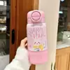 Copo Térmico para Meninas Alto Valor Estudante Grande Capacidade Copo de Isolamento Frio Garrafa de Água Portátil Canudo Duplo para Bebida Copo de Água Infantil