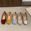 Zapatos Planos Rojos Retro de Gamuza con Aumento Interior para Mujer 2025 Nuevo Verano Plateados Zapatos de Ballet Franceses para Fiesta