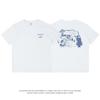 Camiseta de Verano para Hombre Estilo Japonés Retro Estampada de Manga Corta Algodón Puro Versátil Holgada Pareja Marca de Moda Tops de Mujer Ins