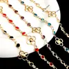 Cadena para Joyería DIY, Cadena de Flores, Trébol de Cuatro Hojas, Borde de Cobre Puro con Pedrería, Decoración de Cuello Antideslizante, Múltiples Colores Disponibles, Cadena de Pedrería