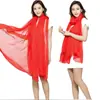 Lenço de Seda Grande de Cor Sólida de Seda Sintética para Verão Toalha de Praia à Beira-Mar Lenço Longo de Chiffon para Primavera e Verão Xale Plissado