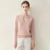 Suéter de cachemira pura para mujer, nuevo estilo otoño e invierno, cuello de tijera, tejido, corte holgado, adelgazante, jersey, suéter cálido para la capa base
