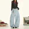 Naranja Infantil # Jeans Lavados Nuevos de Hoja de Palma Otoño e Invierno para Mujer, Sueltos y Ajustados, Tendencia Nicho Versátiles de Pierna Ancha hasta el Suelo
