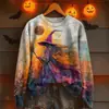 Ropa Exterior Nueva Transfronteriza para Mujer Otoño e Invierno Sudadera Estampada de Halloween Sudadera de Halloween Chaqueta Sudadera