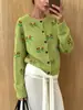 Cárdigan de punto jacquard estilo pastoral transfronterizo 2026 otoño e invierno cuello redondo estilo casual cárdigan de punto grueso para mujer