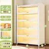 Estantería de acero con puertas, estantería de almacenamiento multicapa para niños, mueble de almacenamiento para sala de estar, mueble de almacenamiento de pared integrado a prueba de polvo