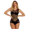 Lencería Sexy Europea y Americana Uniforme Tentación Liguero Encaje Sexy Malla Una Pieza Transparente Traje Dropshipping W310