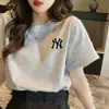 Camiseta de Manga Corta de Marca de Moda para Pareja de Comercio Exterior Transfronterizo Moda de Verano Casual Cuello Redondo Reductora de Edad Camiseta Blanca de Manga Corta Ropa para Mujer