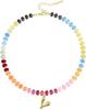 Collar con colgante de letra de 14 quilates para mujer, joya de piedras preciosas de colores, joyería de playa de verano, gran oferta en Amazon