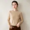 Outono e Inverno Nova Malha de Cashmere de Cor Sólida com Gola Redonda Pulôver de Moda Pesada Feminino Malha de Manga Longa Malha com Camiseta Básica