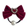 Lazo de Terciopelo Vintage Cuerda para el Cabello de Perlas Anillos para el Cabello de Tendón de Goma de Zirconia Cuadrada para Mujer Elegantes Accesorios para el Cabello de Cola de Caballo Negros