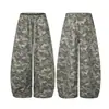 Pantalones deportivos camuflaje retro estilo americano Magic Bear, corte holgado, estilo high-street, diseño de pierna curva, pants rectos para entrenamiento, pantalones casuales de pierna ancha