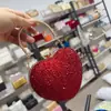 Bolso Bandolera Nuevo Estilo Europeo y Americano Cadena de Corazón Pedrería Mini Bolso Acrílico Bolso de Mano para Fiesta Nocturna Temperamento Bolso de Maquillaje