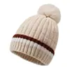 Gorro de Chenilla Personalizado Transfronterizo para Mujer, Gorro de Punto Rayado de Moda, Forrado de Felpa, Engrosado, Cálido, Gorro de Lana para Mujer para Ponerse
