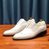 [Gran Venta] Zapatos de Cuero Casuales de Moda de Piel de Vaca, a Cuadros y Más Fáciles de Combinar, Resistentes al Desgaste, Formales para Negocios, Zapatos Tallados para Hombre