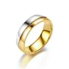 Anel de Casal Bicolor Dourado Aço Titânio Venda Quente Transfronteiriça Estilo Coreano Diamante Simples Anel de Diamante Joias da Moda Europeia e Americana