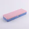 Caja de almacenamiento de papelería para estudiantes color macarrón pequeña fresca simple moda plástico PP doble color sólido caja de papelería