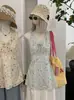 Omalai Bordado Pesado Estampado Floral Corbata Cuello en V Halter Sin Mangas Top Verano Estilo Suave Ropa para Mujer 6854