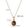 Colar Francês Retrô Nicho Geométrico Pedra Natural Aço Inoxidável Feminino Europeu e Americano Simples Temperamento Personalidade Design Colar