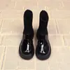 Colección Primavera/Otoño 2026 Botas Elásticas Brillantes de Patchwork Suela Gruesa Tacón Grueso Cierre Trasero Adelgazantes Versátiles para el Trabajo Botas de Piel para Mujer