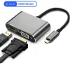Hub 4 em 1 Type-C para HDMI VGA PD USB Hub de Docking Station USB-C Hub Multi-Interface Projeção de Tela