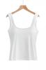 Camiseta sin mangas de estilo europeo y americano con hombros anchos, cuello cuadrado y almohadillas en el pecho, Camiseta sin mangas versátil para usar como prenda exterior, Camiseta sin mangas acanalada de talla grande para mujer