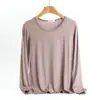 Camiseta Básica Modal Manga Longa Feminina Estilo Coreano Nova Gola Redonda Outono Primavera Plus Size Transfronteiriça Top Fino de Outono