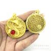 Colgante Antiguo de Calcedonia con Forma de Calabaza Incrustada en Oro con Buda Dorado y Mantra de Seis Palabras, Artículo de Promoción de Bienestar, Nuevo Estilo Chino