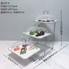 Plato de Frutas de Acero Inoxidable Estilo Europeo Doble Capa Tres Capas Exhibidor de Postres Bandeja para Pan y Pasteles Exhibidor de Buffet Restaurante Occidental