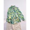 Camisa Floral Verde Ramio de Rama Alta Natural Camisa Estampada Verano Delgada Suelta Versátil Top de Mujer