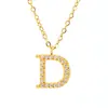 En Stock al por Mayor Colgante Alfabeto de 26 Letras con Diamantes de Acero Inoxidable Europeo y Americano Cadena para Clavícula Collar de Acero de Titanio para Mujeres