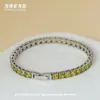 Pulsera de Cadena de Tenis de Acero Inoxidable Estilo Hip-Hop con Circonita Cúbica de Colores, Deslumbrante Pulsera de Joyería de Acero de Titanio, No se Desvanece, Transfronterizo