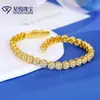 Pulseira de Moissanita Transfronteiriça para Meninas Corrente de Tênis Banhada a Prata Dourada Joia de Mão com Temperamento Simples Venda por Atacado