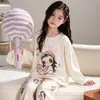 Pijama para Niñas de Algodón Puro Primavera y Otoño Manga Larga Estilo Delgado Niñas Niños Grandes Adolescente Estudiante de Secundaria Estilo Otoño Ropa de Casa
