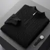 Nuevo Suéter de Lana Jacquard con Cremallera Media Alta y Trenzado para Hombre Otoño e Invierno 2023 Suéter Trenzado Talla Grande Camiseta de Punto para Base