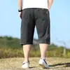 Pantalones cortos de mezclilla ligeros de verano para hombre, pantalones cropped rectos holgados, talla grande para hombres más corpulentos, pantalones de longitud media para hombre