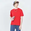 69000 Algodão Penteado 220g Camiseta de Marca da Moda com Logo Estampado Solta Tamanho Grande Gola Redonda Camiseta Masculina