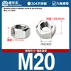 Tuerca Hexagonal de Acero Inoxidable 304 Din934 Tuerca Hexagonal Externa M2M3M4M5M6M8M10M12M14M16M33