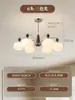 Estilo Bauhaus Crema Sala de Estar Medieval Dormitorio Lámpara de Techo Diseñador Nogal Vidrio Creativo Caqui Lámparas de Restaurante